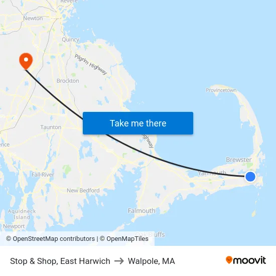Stop & Shop, East Harwich to Walpole, MA map
