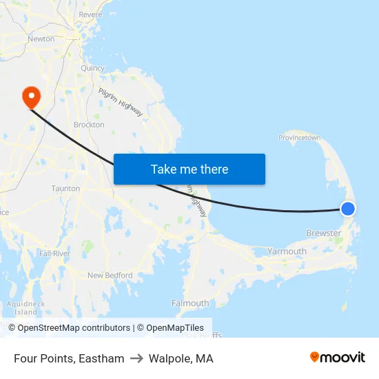 Four Points, Eastham to Walpole, MA map