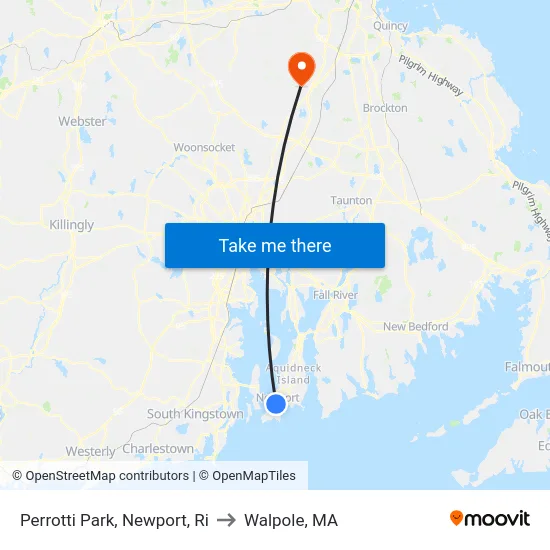 Perrotti Park, Newport, Ri to Walpole, MA map