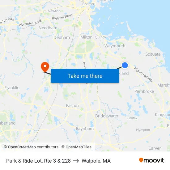 Park & Ride Lot, Rte 3 & 228 to Walpole, MA map