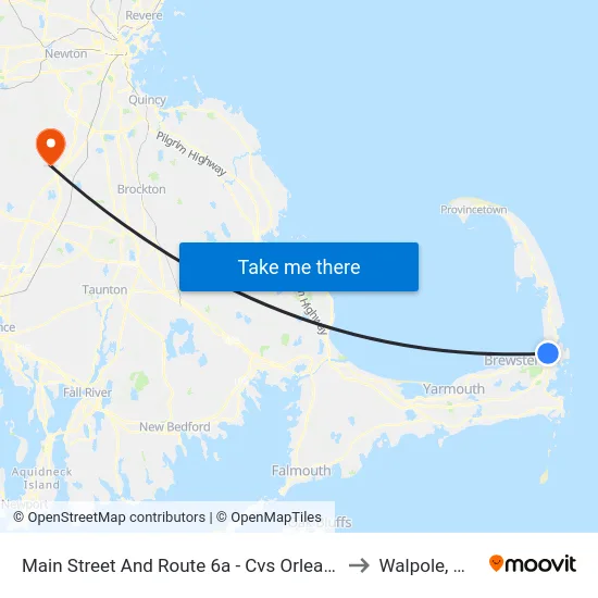 Main Street And Route 6a - Cvs Orleans to Walpole, MA map