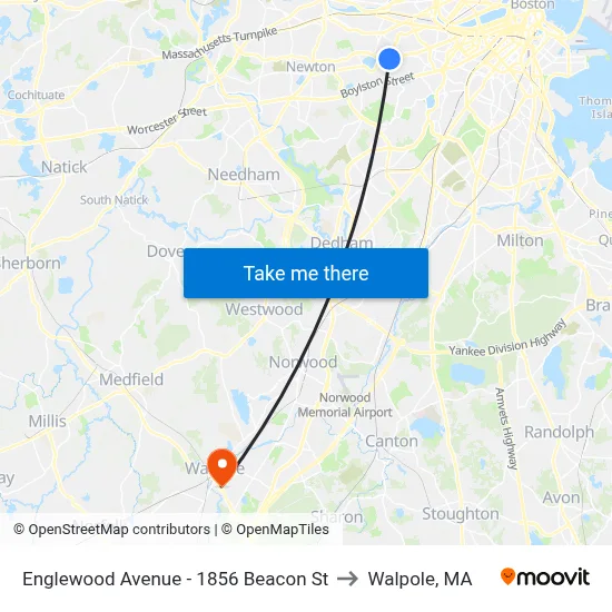 Englewood Avenue - 1856 Beacon St to Walpole, MA map