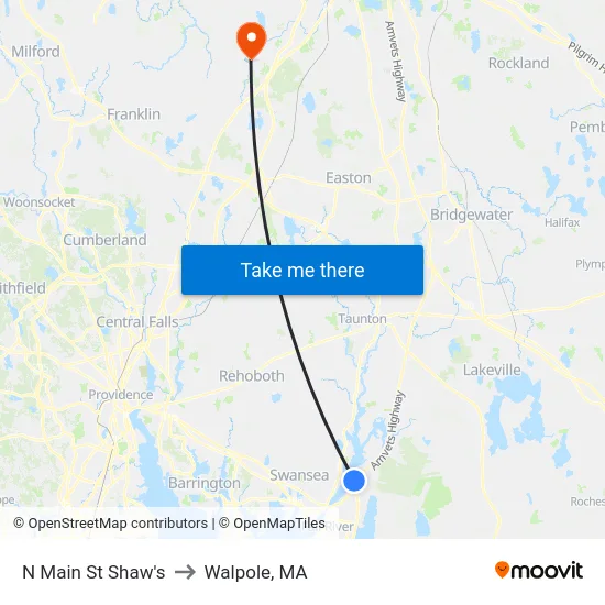 N Main St Shaw's to Walpole, MA map