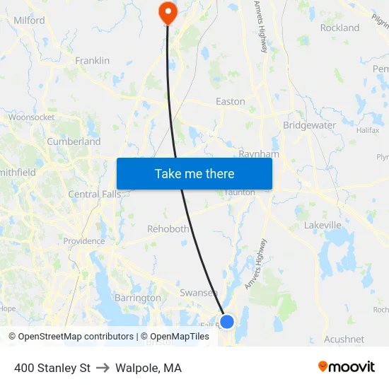 400 Stanley St to Walpole, MA map