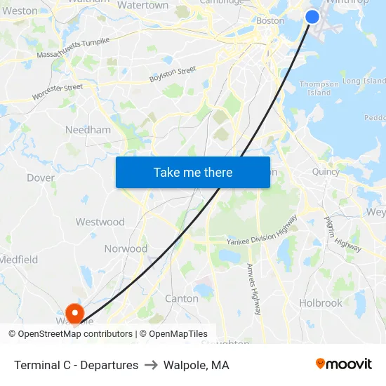 Terminal C - Departures to Walpole, MA map