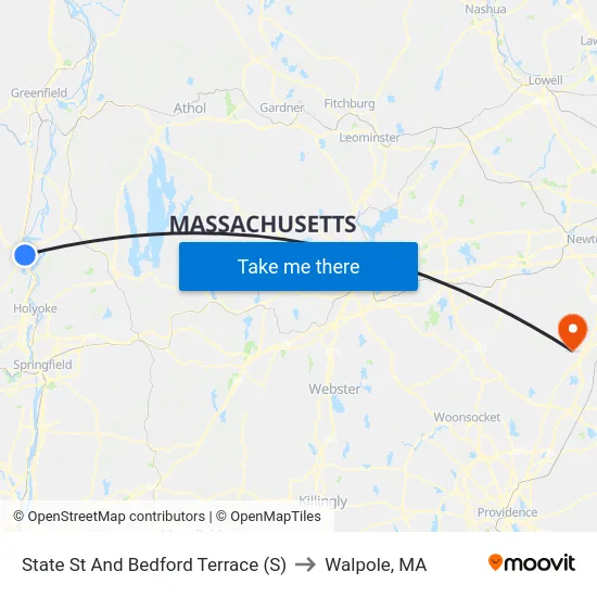 State St And Bedford Terrace (S) to Walpole, MA map