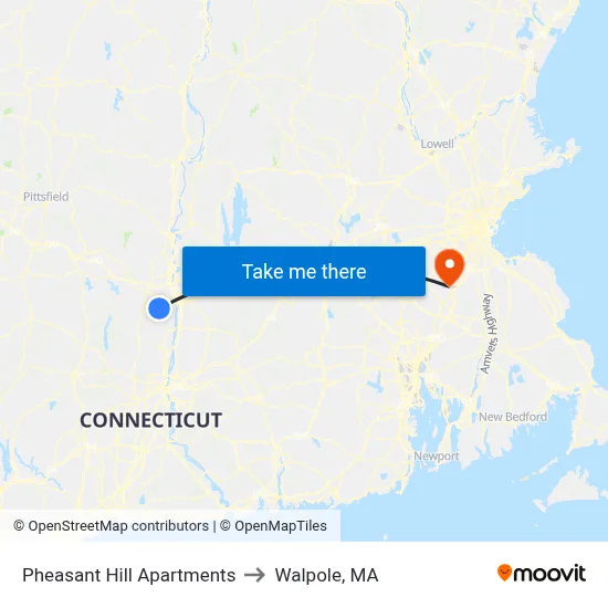Pheasant Hill Apartments to Walpole, MA map