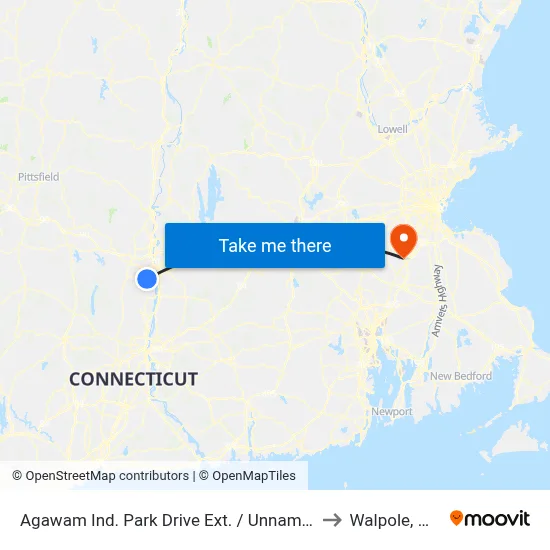 Agawam Ind. Park Drive Ext. / Unnamed to Walpole, MA map