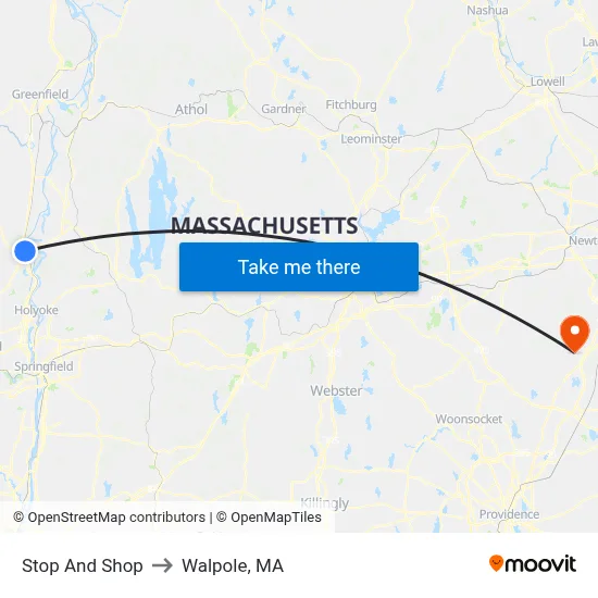 Stop And Shop to Walpole, MA map