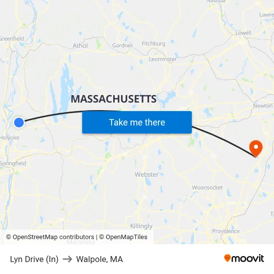 Lyn Drive (In) to Walpole, MA map