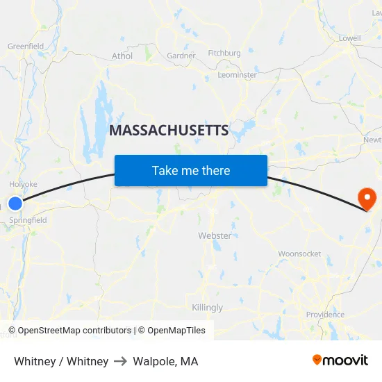 Whitney / Whitney to Walpole, MA map