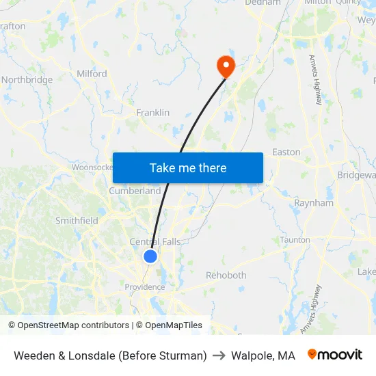 Weeden & Lonsdale (Before Sturman) to Walpole, MA map