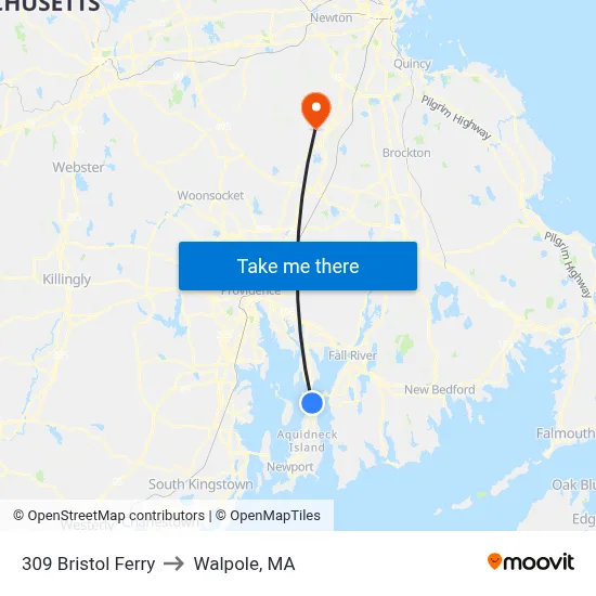 309 Bristol Ferry to Walpole, MA map