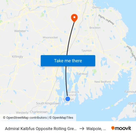 Admiral Kalbfus Opposite Rolling Green to Walpole, MA map