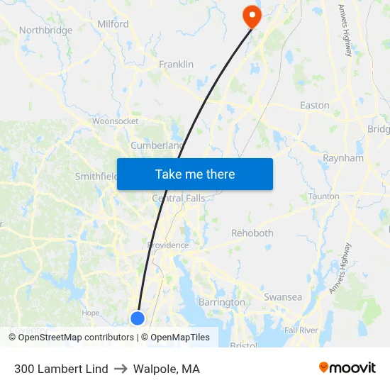 300 Lambert Lind to Walpole, MA map