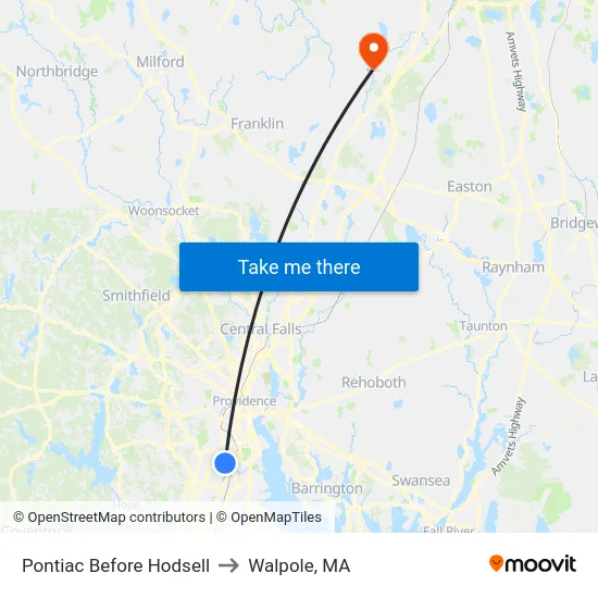 Pontiac Before Hodsell to Walpole, MA map