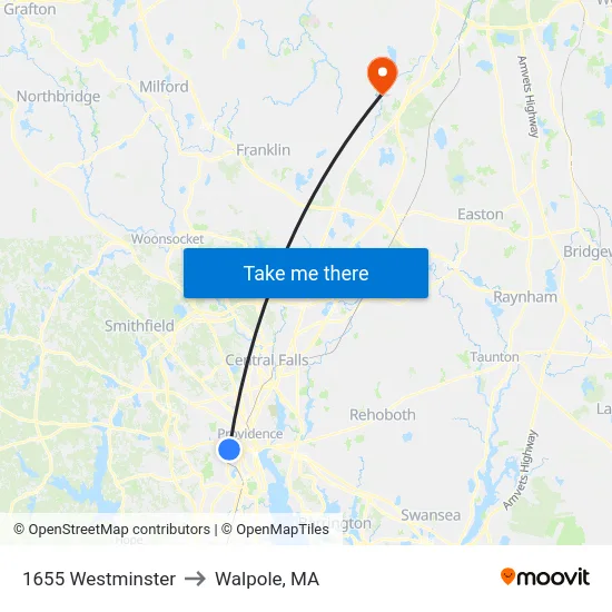 1655 Westminster to Walpole, MA map