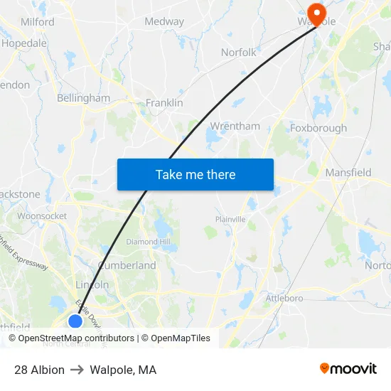 28 Albion to Walpole, MA map