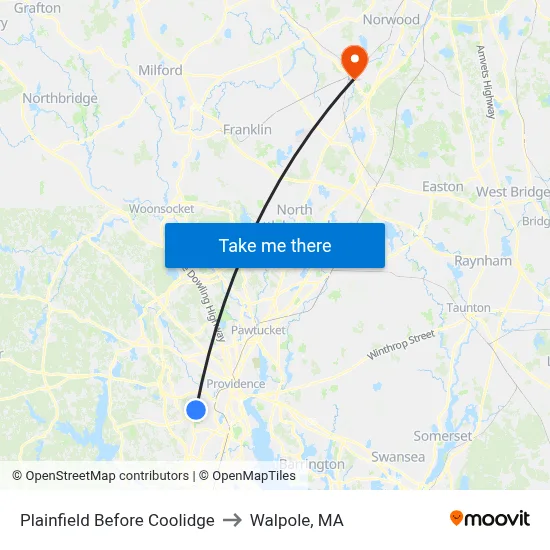 Plainfield Before Coolidge to Walpole, MA map