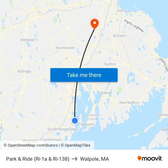 Park & Ride (Ri-1a & Ri-138) to Walpole, MA map