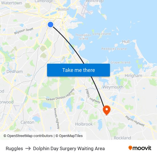 Ruggles to Dolphin Day Surgery Waiting Area map