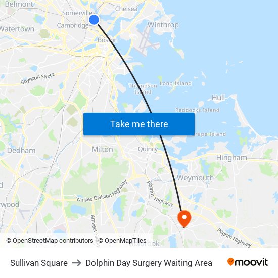 Sullivan Square to Dolphin Day Surgery Waiting Area map