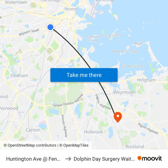 Huntington Ave @ Fenwood Rd to Dolphin Day Surgery Waiting Area map