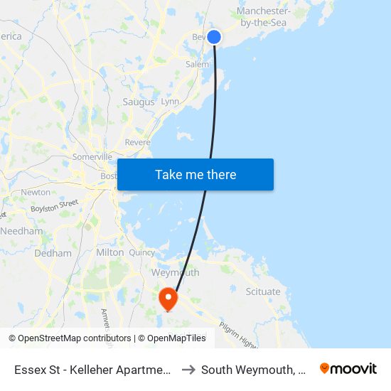 Essex St - Kelleher Apartments to South Weymouth, MA map