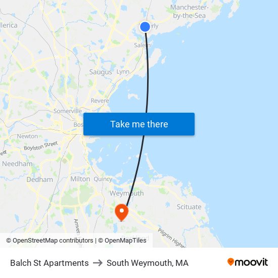 Balch St Apartments to South Weymouth, MA map