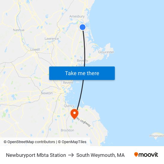 Newburyport Mbta Station to South Weymouth, MA map
