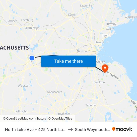 North Lake Ave + 425 North Lake Ave to South Weymouth, MA map