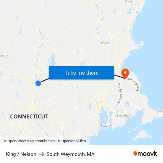 King / Nelson to South Weymouth, MA map