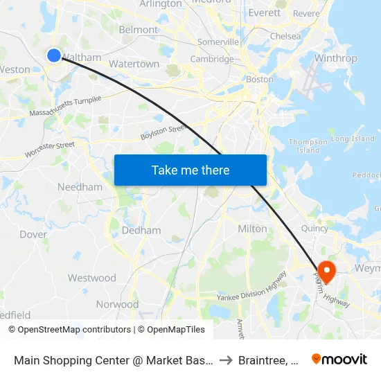 Main Shopping Center @ Market Basket to Braintree, MA map