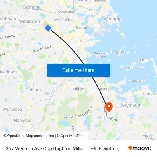 367 Western Ave Opp Brighton Mills Mall to Braintree, MA map