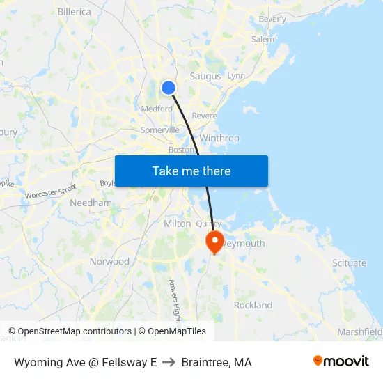 Wyoming Ave @ Fellsway E to Braintree, MA map
