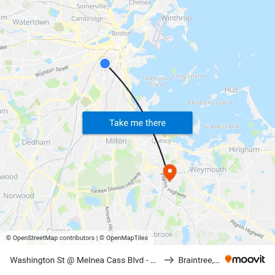 Washington St @ Melnea Cass Blvd - Silver Line to Braintree, MA map