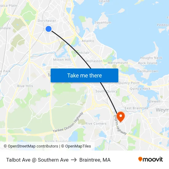 Talbot Ave @ Southern Ave to Braintree, MA map