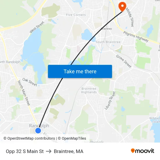 Opp 32 S Main St to Braintree, MA map