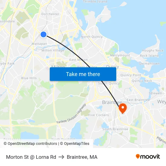 Morton St @ Lorna Rd to Braintree, MA map