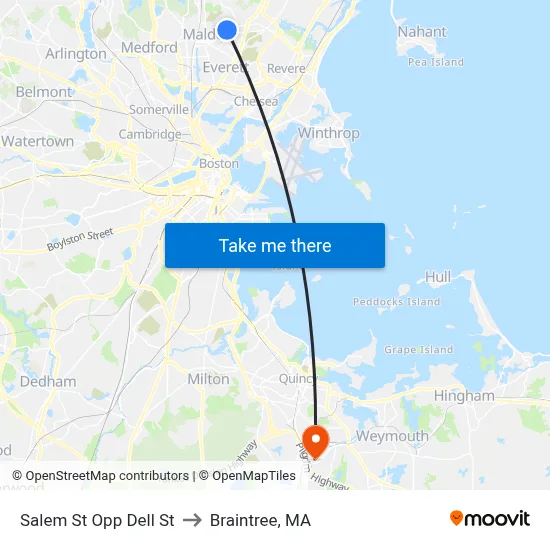 Salem St Opp Dell St to Braintree, MA map