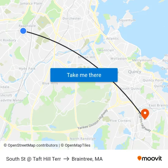 South St @ Taft Hill Terr to Braintree, MA map