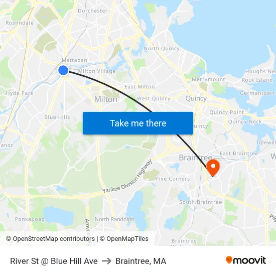 River St @ Blue Hill Ave to Braintree, MA map