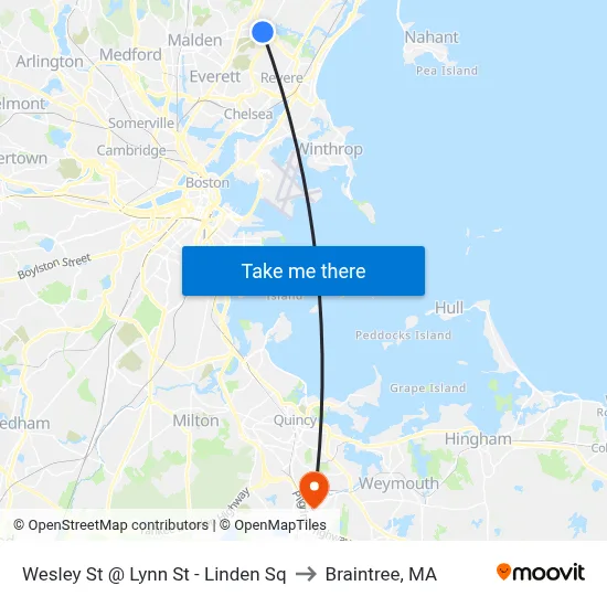 Wesley St @ Lynn St - Linden Sq to Braintree, MA map