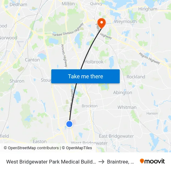 West Bridgewater Park Medical Building to Braintree, MA map