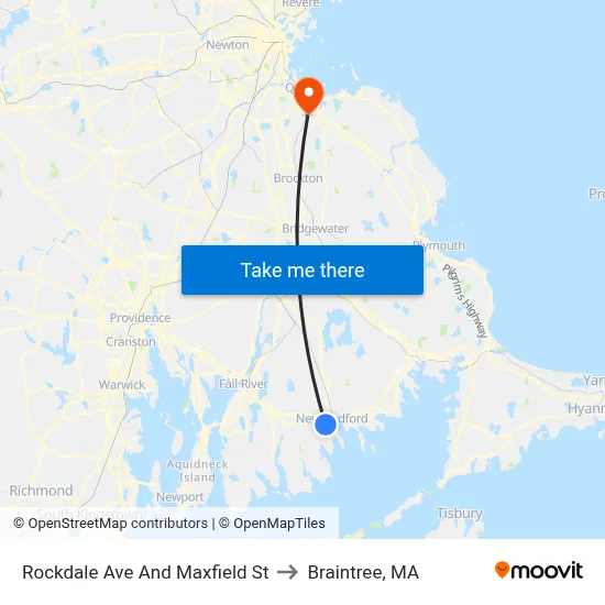Rockdale Ave And Maxfield St to Braintree, MA map