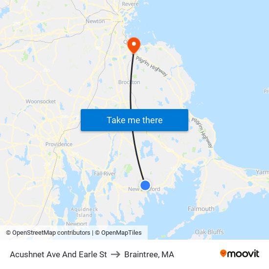 Acushnet Ave And Earle St to Braintree, MA map