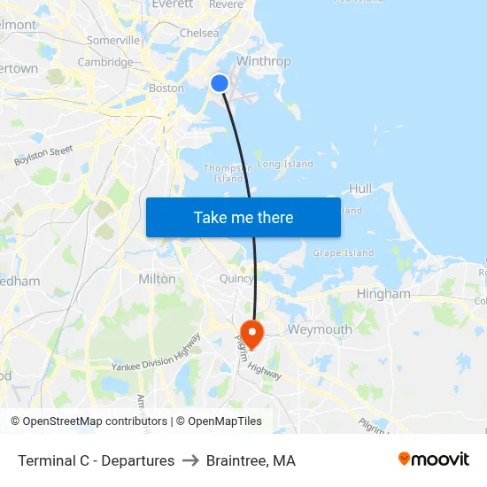 Terminal C - Departures to Braintree, MA map