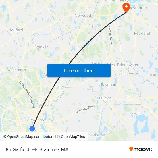 85 Garfield to Braintree, MA map