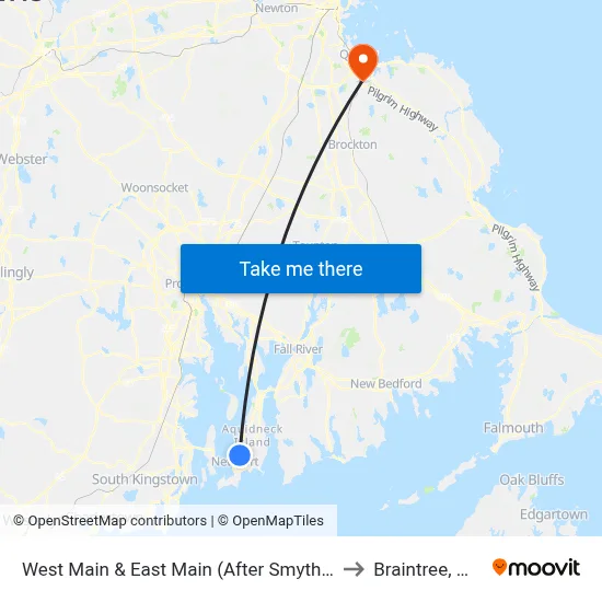 West Main & East Main (After Smythe) to Braintree, MA map