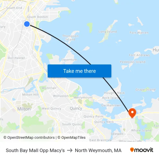 South Bay Mall Opp Macy's to North Weymouth, MA map